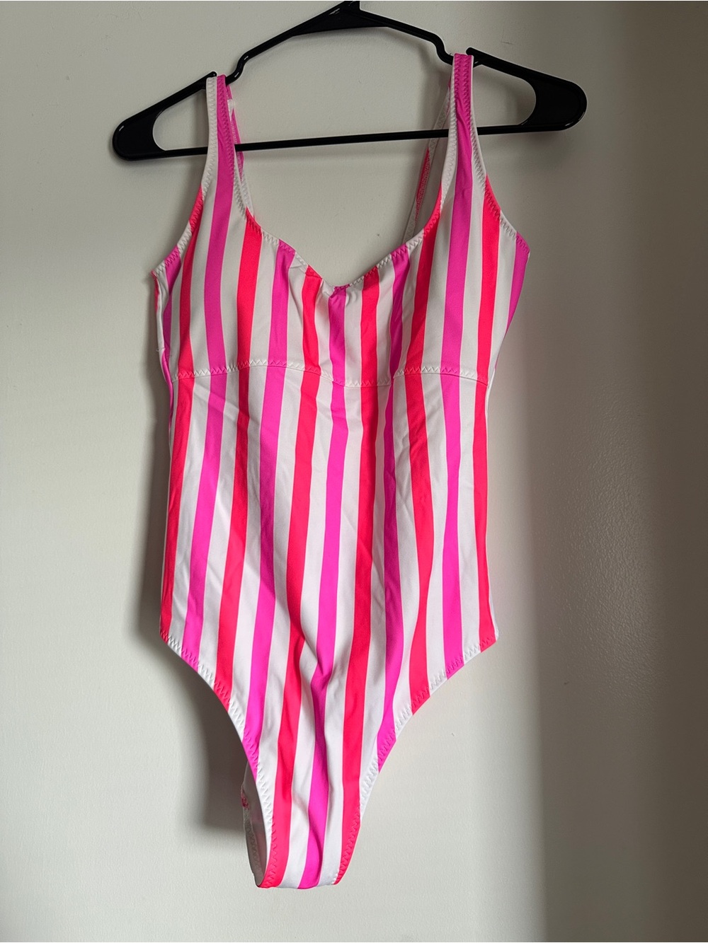 Fabletics Pink and White Striped One-Piece Swimsuit